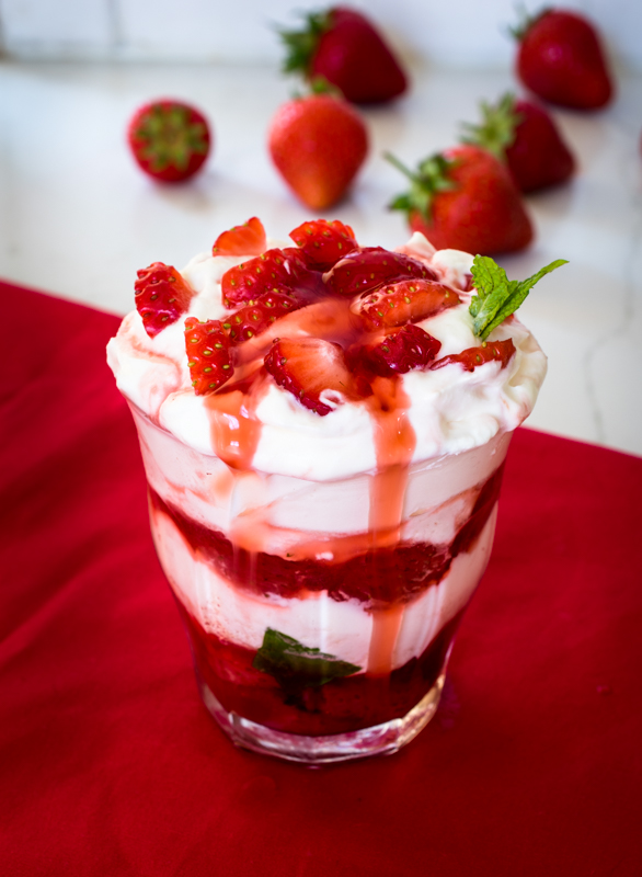 Quick strawberry yogurt and cream dessert